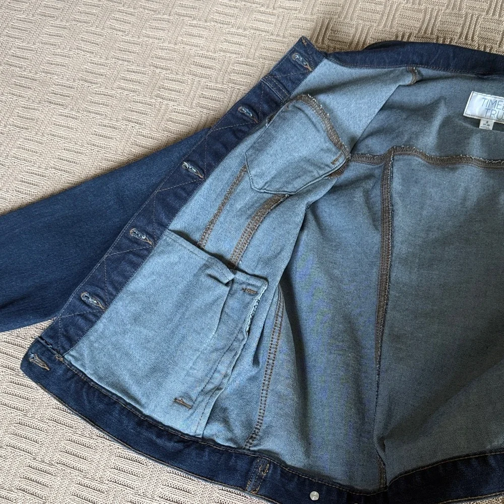 69% Cotton Time and Tru Dark Blue Denim Jacket - Picture 8 of 10